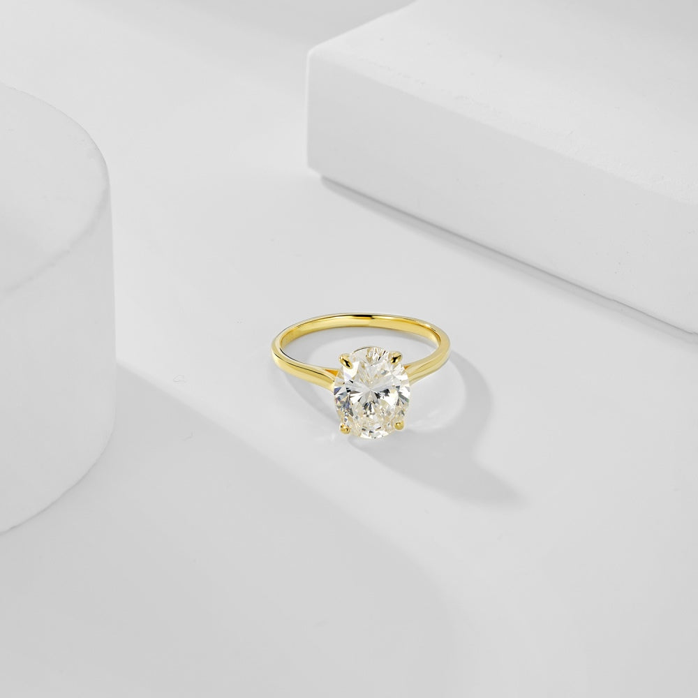 Oval Solitaire with Large Cubic Zirconia