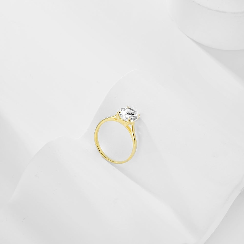 Oval Solitaire with Large Cubic Zirconia
