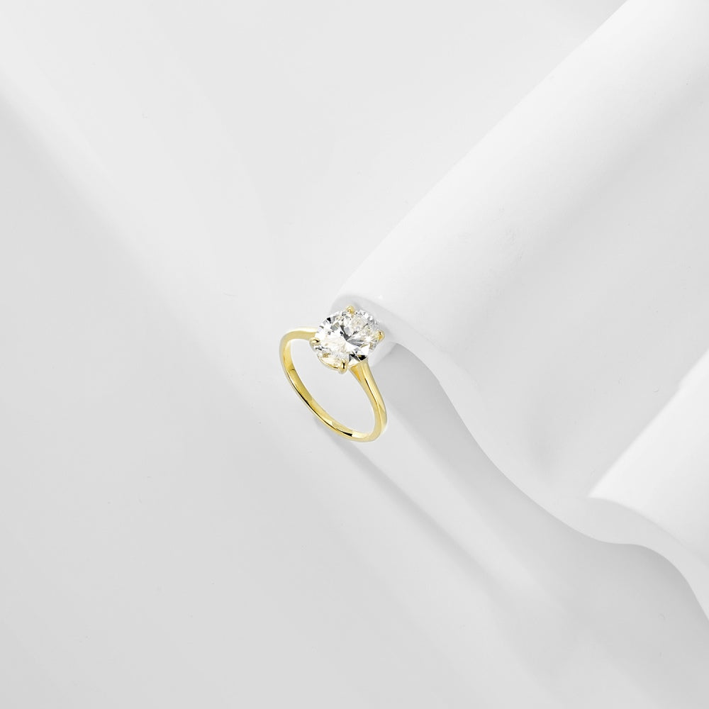 Oval Solitaire with Large Cubic Zirconia