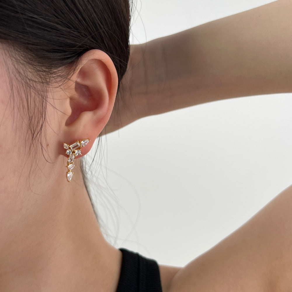 Gold Drop Stud Earring