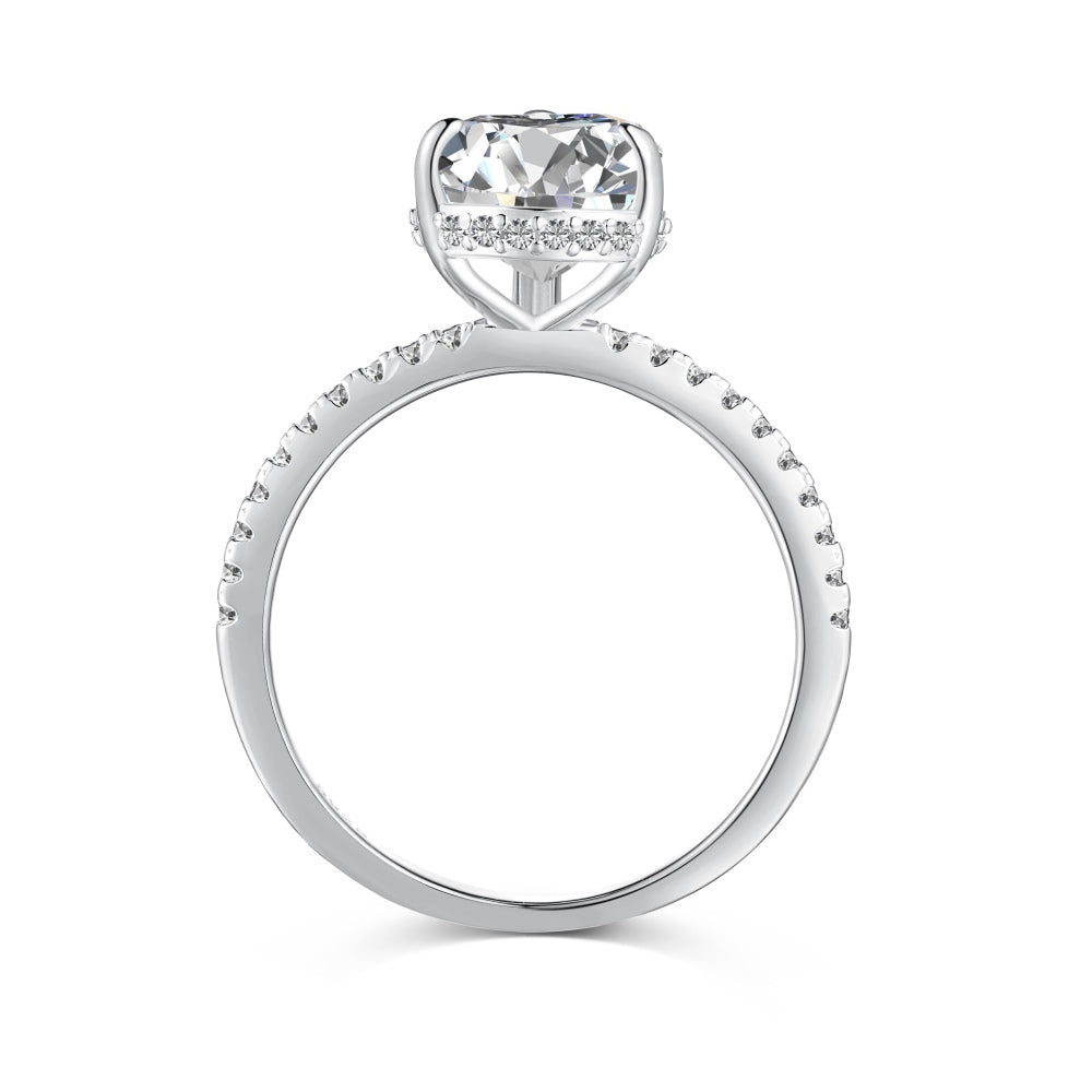 Classic Pear Cut Zirconia on solitaire band half pave Clear