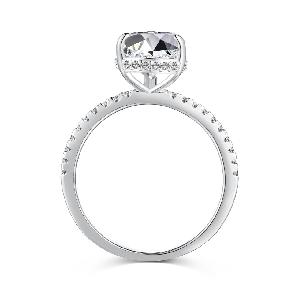 Classic Pear Cut Zirconia on solitaire band half pave Clear