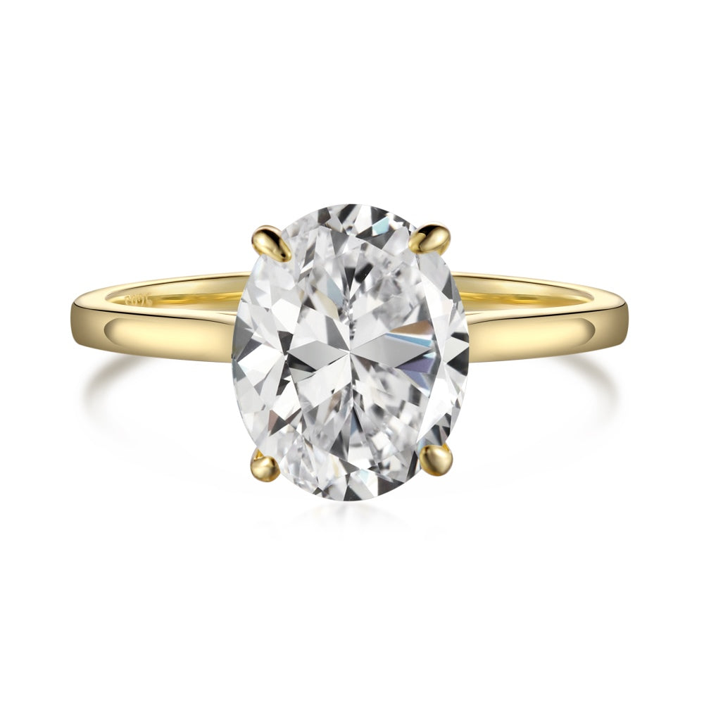 Oval Solitaire with Large Cubic Zirconia