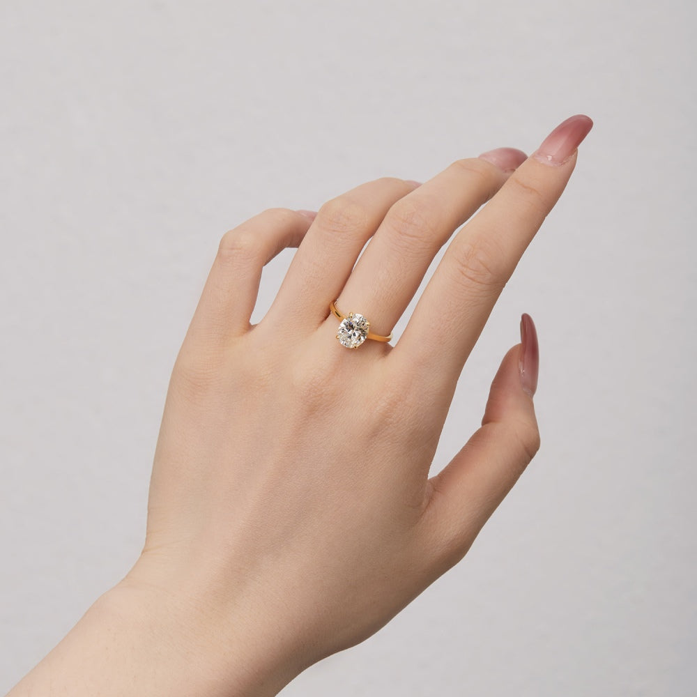 Oval Solitaire with Large Cubic Zirconia