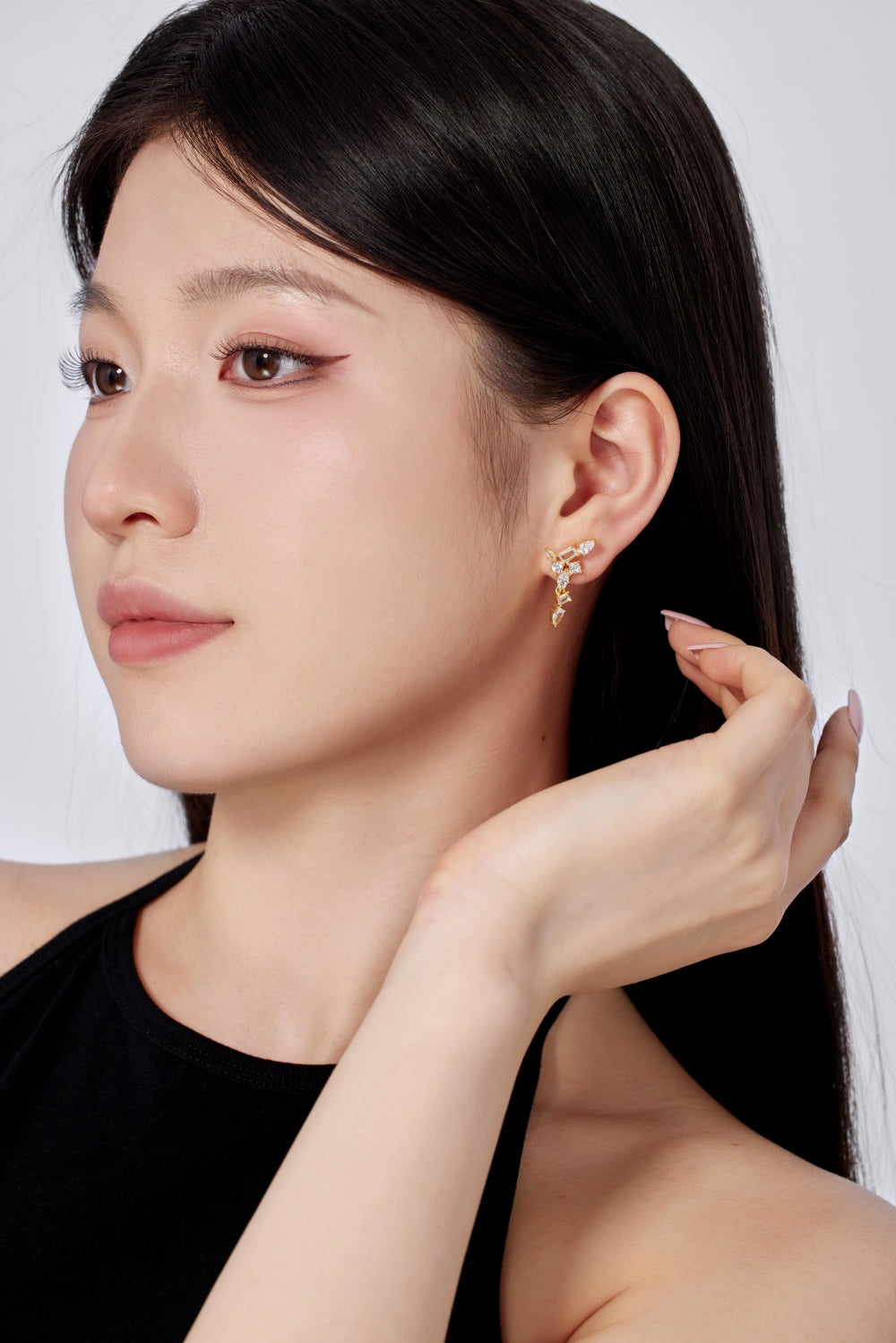 Gold Drop Stud Earring