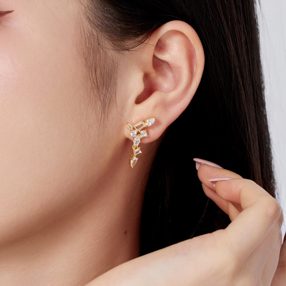 Gold Drop Stud Earring
