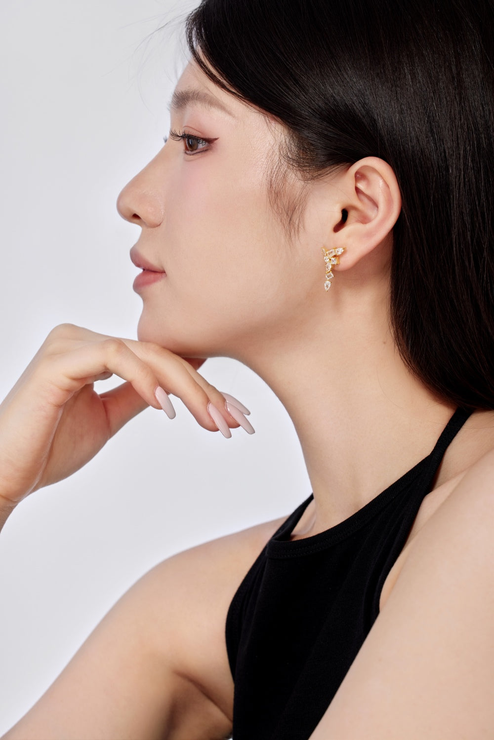 Gold Drop Stud Earring