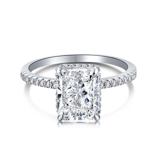 Radiant cut on solitaire band Maxi Rhodium