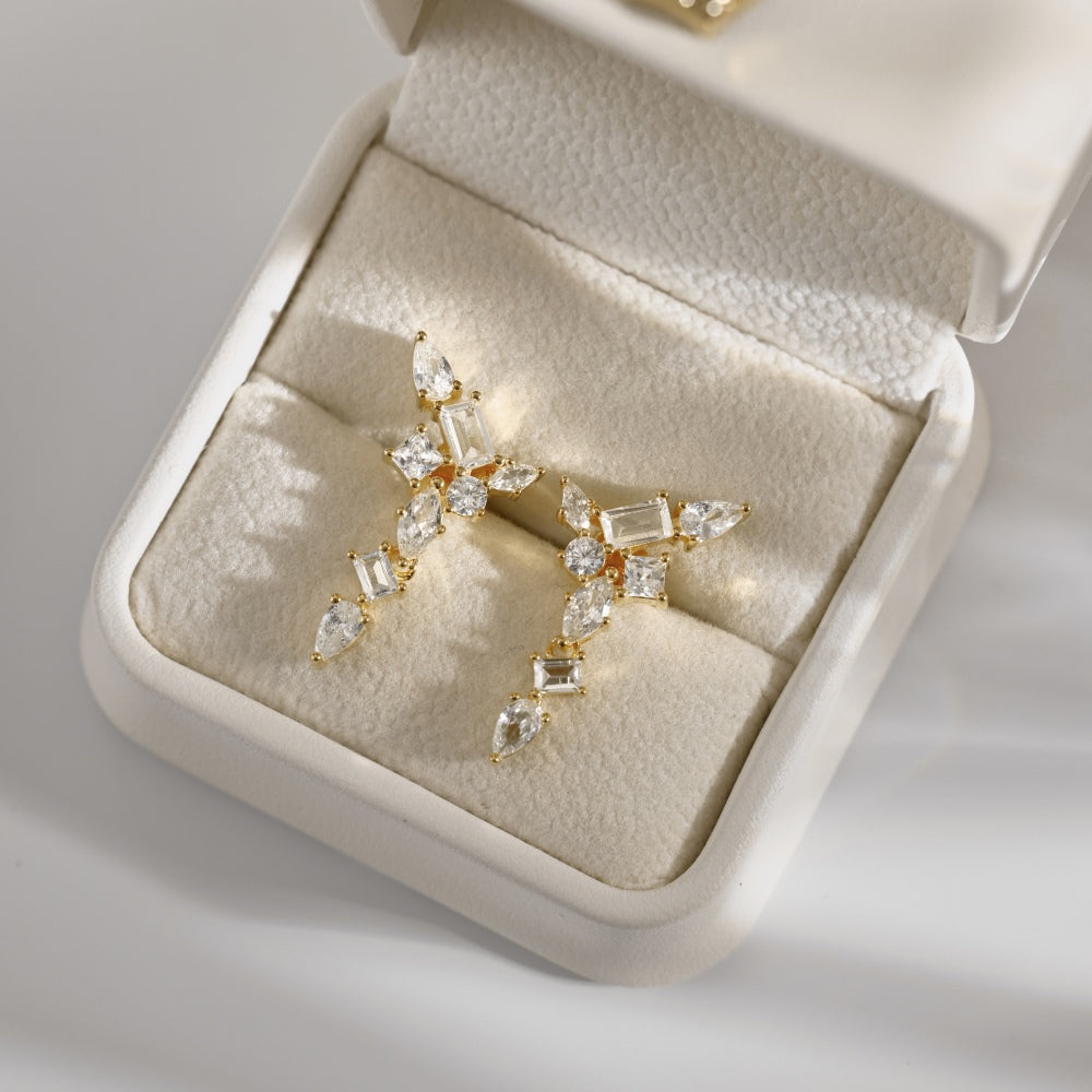 Gold Drop Stud Earring