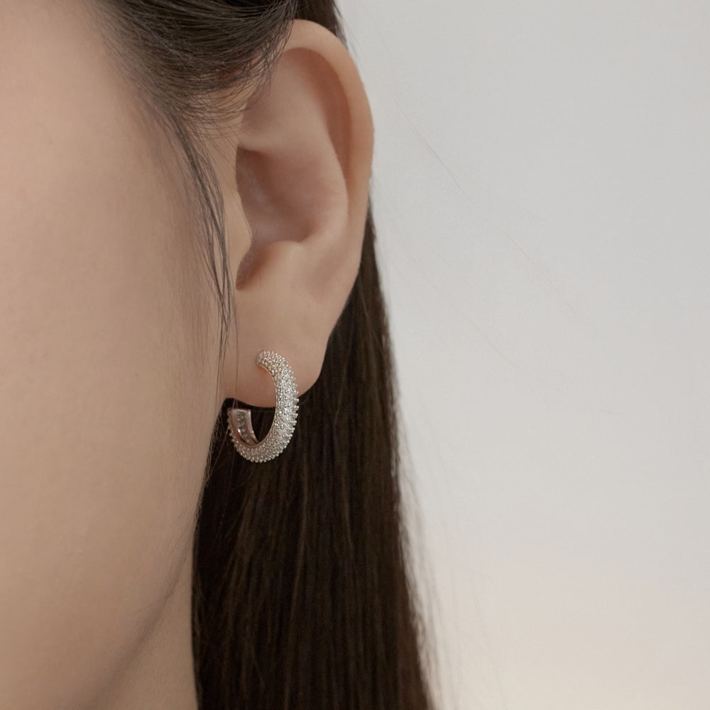 Silver Zirconia Hoop Small