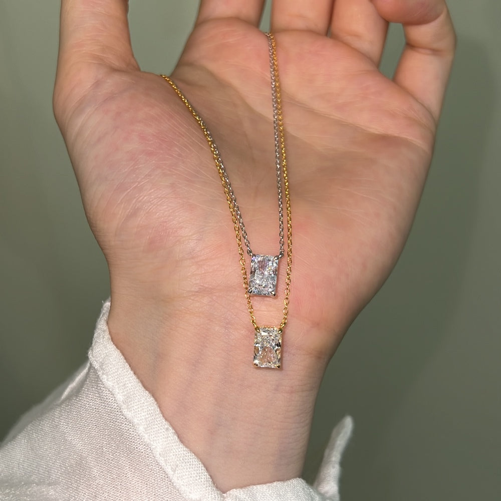 Classic Emerald Cut Necklace Crushed Ice