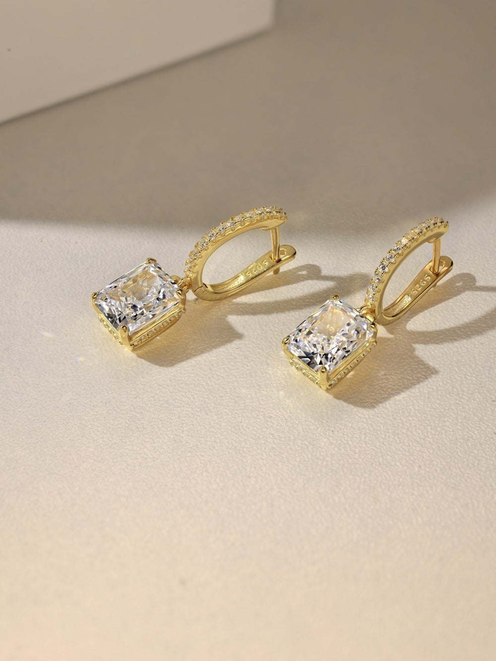 Gold Mini Hoop with Baguette Charm