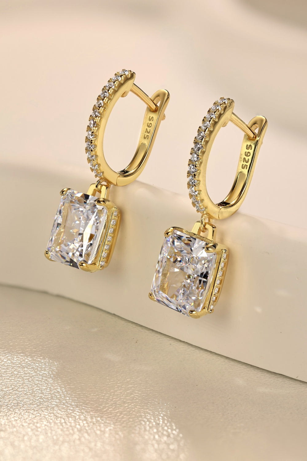 Gold Mini Hoop with Baguette Charm