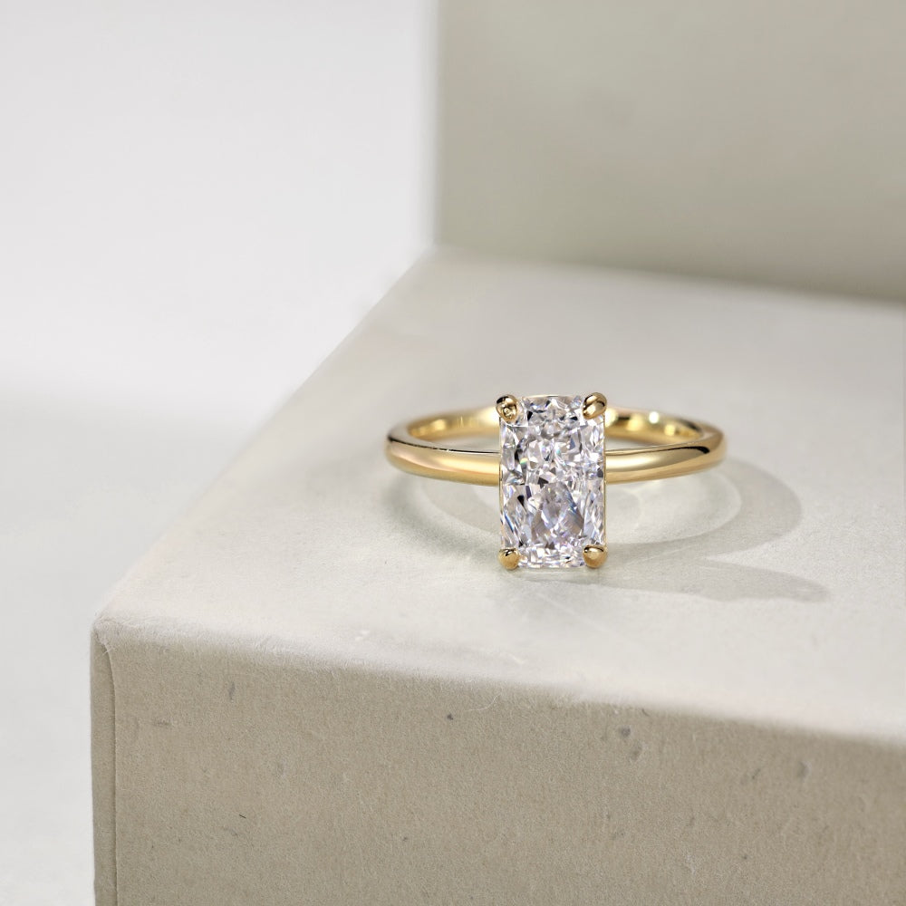 Classic Solitaire Crushed Ice Ring Plain band