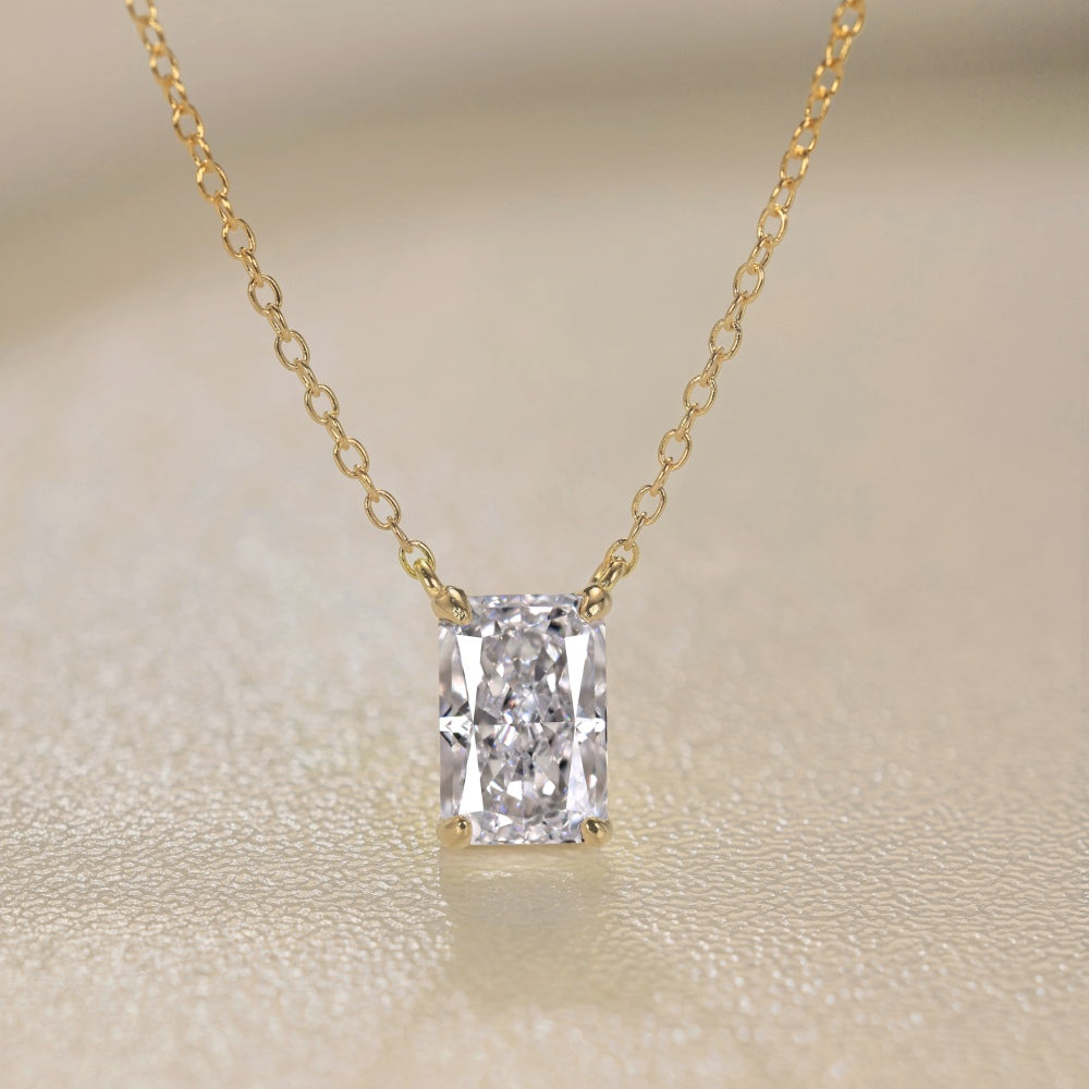 Classic Emerald Cut Necklace Crushed Ice