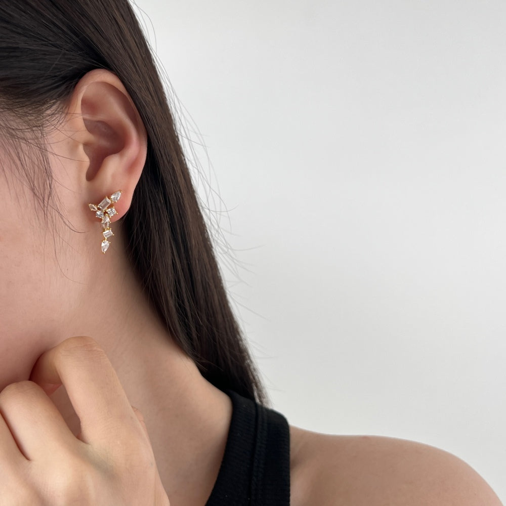Gold Drop Stud Earring