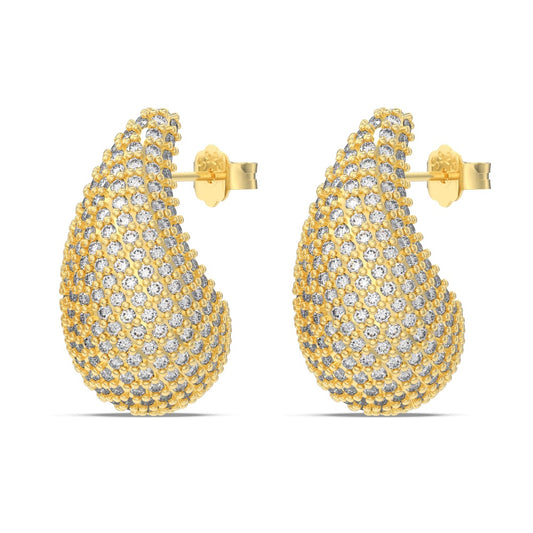 Tear Drop Earstick Zirconia Gold