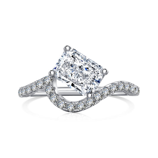 Crushed Ice Baguette Cut Wave Ring