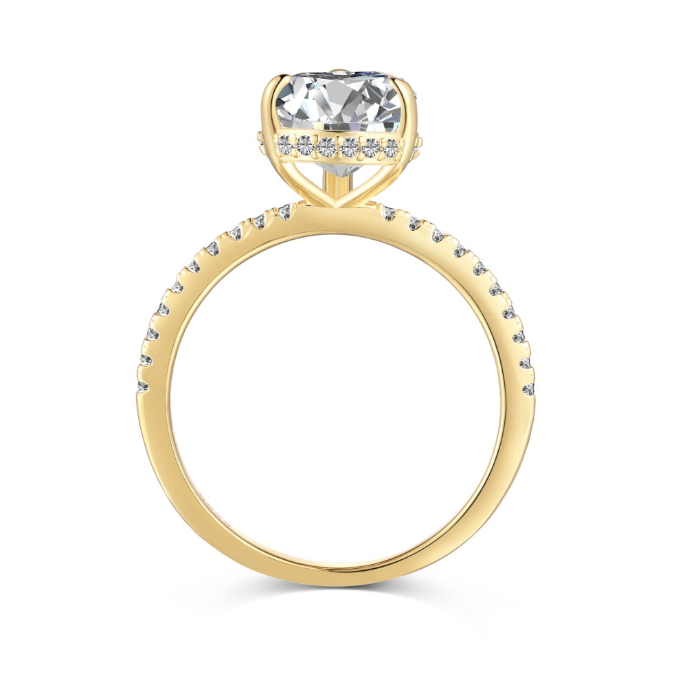 Classic Pear Cut Zirconia on solitaire band half pave gold